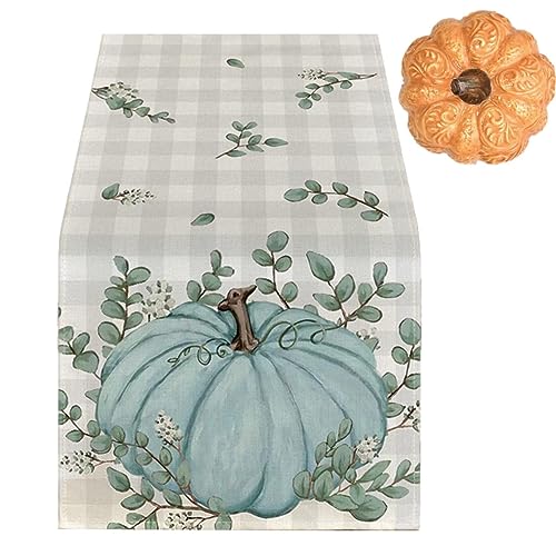 Yatlouba Kürbis Tischläufer | Aquarell Herbst Thanksgiving Leinen Tischläufer,Vintage-Herbst-Tischläufer für Familienessen, Bunte weiche Tischdecke für 4–6 Personen von Yatlouba