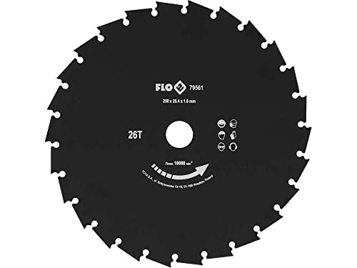 Flo Rodungsblatt für Motorsense, Durchmesser: 255 mm (25,5 cm), Aufnahme: 25,4 mm, 26 Zähne, aus massivem Carbon-Stahl, stabil scharf langlebig, Freischneider Grasmesser Trimmer Rodungssägeblatt von YATO