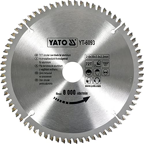 HM Sägeblatt 210 x 30 , 72 Zähne , TFZ , für Alu, Kunststoff, NE-Metalle HM Sägeblatt 210 x 30 , 72 Zähne , TFZ , für Alu, Kunststoff, NE-Metalle von YATO