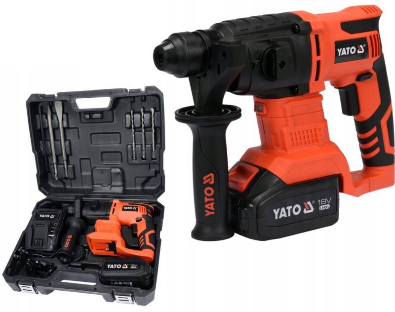 Yato Akku-Bohrhammer Akku Bohrhammer 18V SDS-PLUS mit Meißelfunktion (1xAkku 3Ah+Ladegerät), 18 V, (Akku Bohrhammer 18V SDS-PLUS mit Meißelfunktion (1xAkku 3Ah+Ladegerät) von Yato