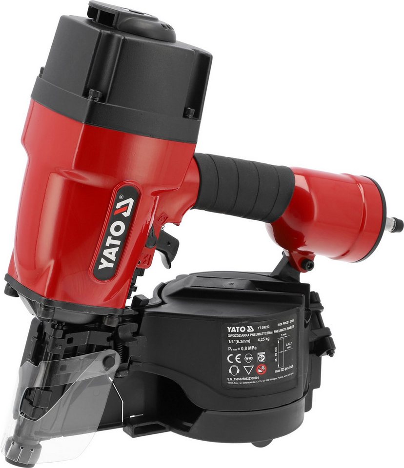 Yato Druckluft-Nagler Druckluft Nagelpistole, Trommelnagler für 45-90mm Nägel von Yato
