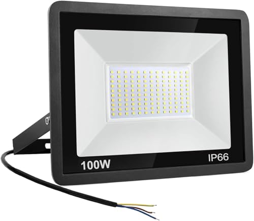 Yatosally 100W LED Strahler Außen - Superhell 10000LM 6500K Kaltweiß, IP66 Wasserdicht Außenstrahler Scheinwerfer für Garten, Terrasse, Garage (Kaltes Weiß-100w, 1pack) von Yatosally