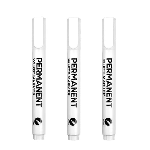 Yatrosynth 3 Stück Marker Weiß Stift, 2,0 mm Fadenbreite, Wasserfeste Weiß Stifte für Stoff, Felsmalerei, Reifen, Kunstpapier von Yatrosynth