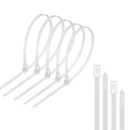 Yatrosynth 50 Stück Kabelbinder Wiederverschließbar, UV Beständig Kabelbinder lang Set, 200mm x 4.8mm, für Kabelmanagement, Gartenarbeit, Wohnen - Weiß von Yatrosynth