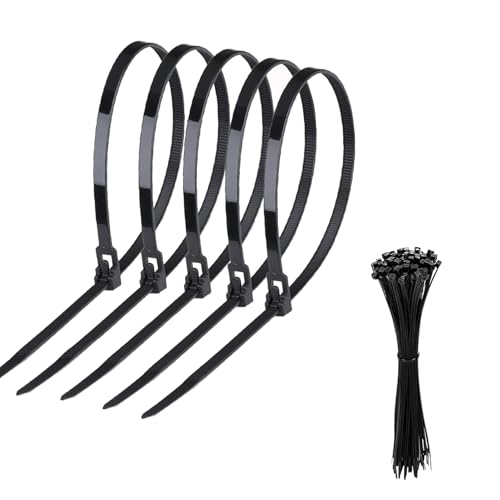 Yatrosynth 50 Stück Kabelbinder Wiederverschließbar, UV Beständig Kabelbinder lang Set, 300mm x 4.8mm, für Kabelmanagement, Gartenarbeit, Wohnen - Schwarz von Yatrosynth