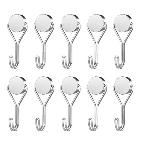 Yatrosynth Magnethaken, 10 Stück Magnethaken Extra Stark für Küche, Schlafzimmer, Schließfächer, Büro, Kühlschränke, Schlüsselhalter, Grill, Gartenwerkzeugen - Silber von Yatrosynth