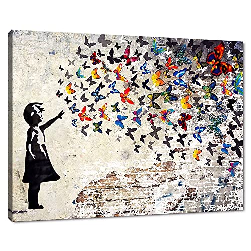 Graffiti-Straßen-Wandkunst, Banksy-Gemälde, Kunstwerk, groß, gerahmt, Graffiti-Mädchen mit Schmetterling, Wanddekoration, Leinwanddrucke, Straßen-Graffiti-Bild für Kinderzimmer, Schlafzimmer, fertig Graffiti-Straßen-Wandkunst, Banksy-Gemälde, Kunstwerk, groß, gerahmt, Graffiti-Mädchen mit Schmetterling, Wanddekoration, Leinwanddrucke, Straßen-Graffiti-Bild für Kinderzimmer, Schlafzimmer, fertig von Yatsen Bridge