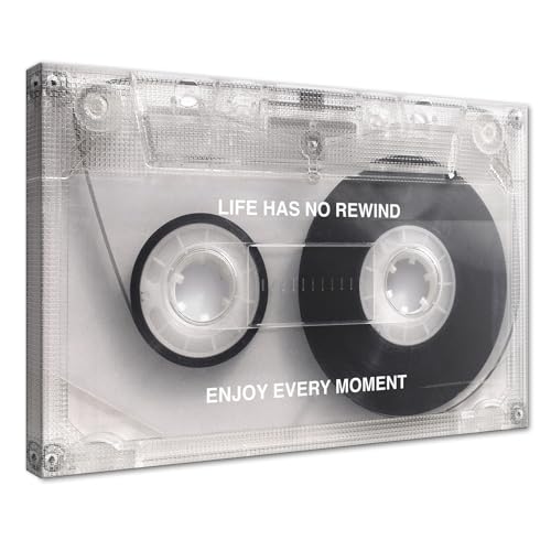 Retro-Kassettenband, Wandkunst, "Life Has No Rewind", Wanddekoration, Vintage-Audioaufzeichnung, Poster, Drucke, motivierendes Kunstwerk für Wohnzimmer, Büro, gerahmt, fertig zum Aufhängen, 30,5 x Retro-Kassettenband, Wandkunst, "Life Has No Rewind", Wanddekoration, Vintage-Audioaufzeichnung, Poster, Drucke, motivierendes Kunstwerk für Wohnzimmer, Büro, gerahmt, fertig zum Aufhängen, 30,5 x von Yatsen Bridge