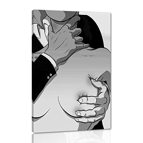 Yatsen Bridge Sexy Lovers Wandkunst Paar Poster Körperkunst Schwarz und Weiß Bild Frauen Gemälde Leinwand Kunstwerk für Wohnzimmer Bar Spielzimmer Wanddekoration gerahmt fertig zum Aufhängen – 61 x von Yatsen Bridge