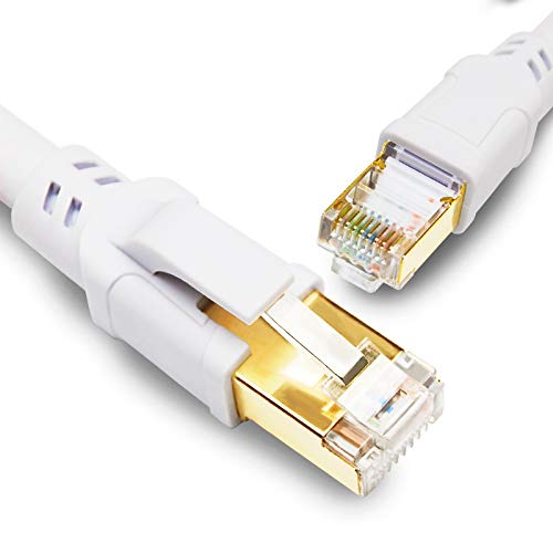 Yauhody Cat 8 Lan Kabel 2M Ethernet Kabel, 40Gbps 2000MHz Netzwerkkabel S/FTP POE Patchkabel Gigabit Internet Kabel RJ45 für PS5 TV Laptop WIFI-Router Modem Switch PC（Weiß） von Yauhody