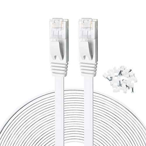 Yauhody LAN Kabel 30 Meter, Cat 6 Kabel RJ45, Flach Netzwerkkabel Lang, 1000 Mbit/s Ethernet Kabel Patchkabel für Gigabit Internet, Modem, Router, PC, Switch, PS5 (Weiß) von Yauhody