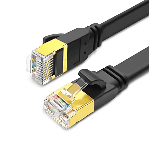 Yauhody CAT 8 LAN Kabel 8M, Netzwerkkabel Flach Ethernet Kabel 40Gbps 2000MHz Patchkabel Gigabit S/FTP Internet Kabel RJ45 für PS5, Router, X-box, Modem, PC, Switches (8M Schwarz) von Yauhody