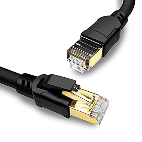 Yauhody Cat 8 Lan Kabel 0.5meter, Ethernet Kabel Kurz 40Gbps 2000MHz S/FTP Netzwerkkabel Gigabit Internet Kabel RJ45 Patchkabel 0.5m für Router, Modem, TV, PC, Switch, PS5, Laptop (Schwarz) von Yauhody