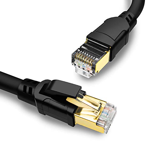 Yauhody Cat 8 Lan Kabel 3meter, Ethernet Kabel 40Gbps 2000MHz S/FTP Netzwerkkabel Gigabit Internet Kabel RJ45 Patchkabel 3m für Router, Modem, TV, PC, Switch, PS5, Laptop (Schwarz) von Yauhody