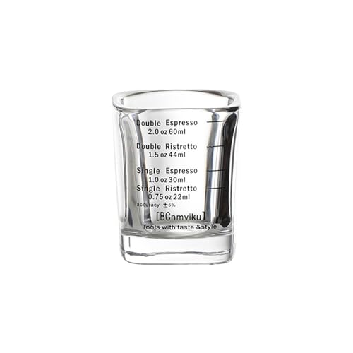 60 ml quadratischer verdickter Kaffee-Unzen-Messbecher, hitzebeständiger Espresso-Messbecher aus Glas für Kaffeezubehör von Yawdil