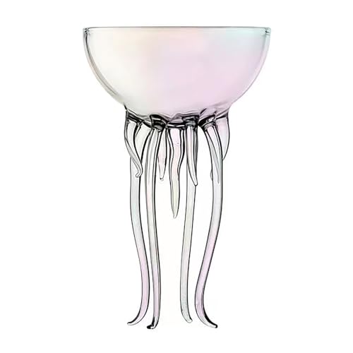 Yawdil Kreative Cocktailgläser, Quallen-Glastasse für Hochzeit, Ozean, Quallen, Glasbecher, buntes Cocktail-Küchengeschirr von Yawdil