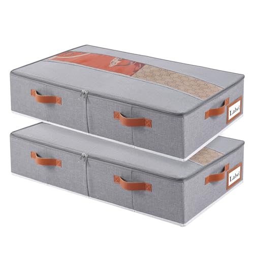 Yawinhe 2 Stück Unterbettkommode, Unterbett Aufbewahrungsbox Vliesstoff, Faltbare Aufbewahrungstasche, mit Klarem Deckel und Haltegriffen, für Schlafzimmer, 60x30x15cm, Grau Yawinhe 2 Stück Unterbettkommode, Unterbett Aufbewahrungsbox Vliesstoff, Faltbare Aufbewahrungstasche, mit Klarem Deckel und Haltegriffen, für Schlafzimmer, 60x30x15cm, Grau von Yawinhe