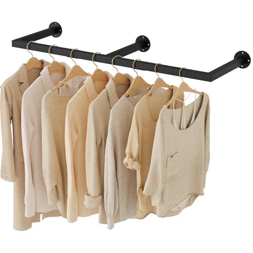 Yawinhe Industrieller Rohr Kleiderständer, 110cm Kleiderstangen Wandmontage, Abnehmbare Platzsparend Wand Kleiderstange, für Schlafzimmer, Schwarz, mit 3 Basen, 1-Pack, SYJ110B-1 Yawinhe Industrieller Rohr Kleiderständer, 110cm Kleiderstangen Wandmontage, Abnehmbare Platzsparend Wand Kleiderstange, für Schlafzimmer, Schwarz, mit 3 Basen, 1-Pack, SYJ110B-1 von Yawinhe