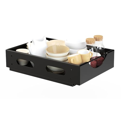 Yawinhe Teleskopschublade, Ausziehbarer Schrank Organizer, Slide out Cabinet Küche, Korbauszug Küchenschrank mit Griff, Kein Bohren, 38.5x27.5x8cm, Schwarz Yawinhe Teleskopschublade, Ausziehbarer Schrank Organizer, Slide out Cabinet Küche, Korbauszug Küchenschrank mit Griff, Kein Bohren, 38.5x27.5x8cm, Schwarz von Yawinhe