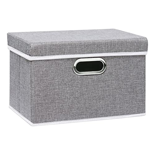 Yawinhe Aufbewahrungsboxen mit Deckel, Faltbare Aufbewahrungsbox, Stoffboxen, Waschbare, für Schlafzimmer, Kleideraufbewahrung, 32x23x20cm, Grau, 1-Pack, SNK023G-1 von Yawinhe
