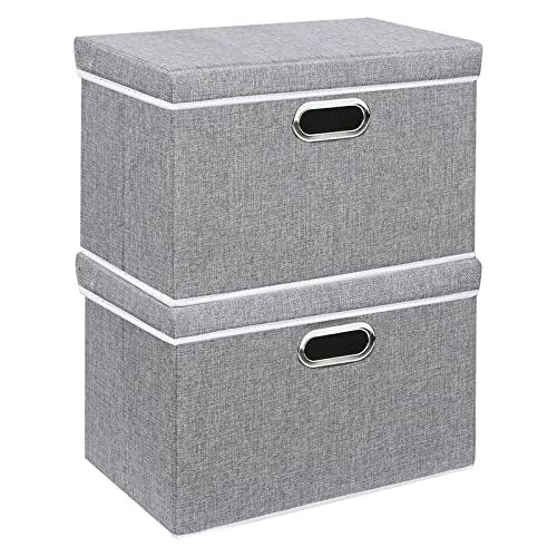 Yawinhe Aufbewahrungsboxen mit Deckel, Faltbare Aufbewahrungsbox, Stoffboxen, Waschbare, für Schlafzimmer, Kleideraufbewahrung, 45x30x30cm, Grau, 2-Pack, SNK023GX-2 von Yawinhe