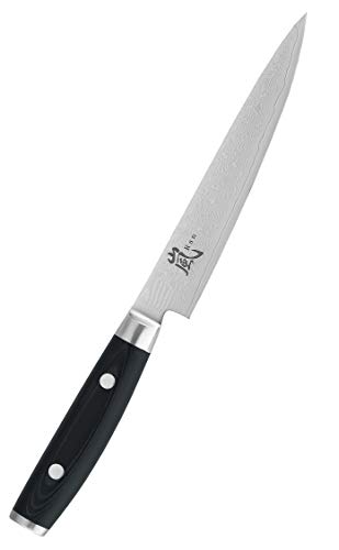 Yaxell Allzweckmesser RAN 69 mit Klinge aus Damaststahl und Griff aus Leinen Micarta in der Farbe Schwarz, Länge: 15 cm, 36016 von Yaxell