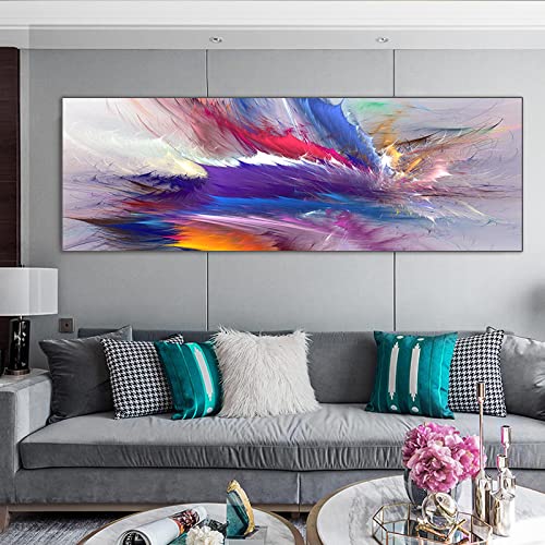 Yayun Art Lila bunte Wandkunst, Schlafzimmer, ästhetisches Dekor, abstrakte Leinwandmalerei, Wandkunst, Heim- und Wohnzimmerdekoration, Poster und Drucke, 40 x 120 cm (16 x 47 Zoll) mit Rahmen von Yayun Art