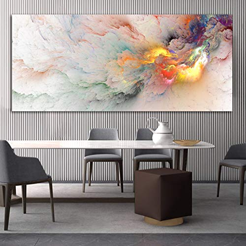 Yayun Art Modernes Leinwand-Wandkunst-Poster, Bild, Wolke, abstrakte Malerei, Landschaft, Wandgemälde für Wohnzimmer, Heimdekoration, 70 x 150 cm (28 x 59 Zoll) mit Rahmen von Yayun Art
