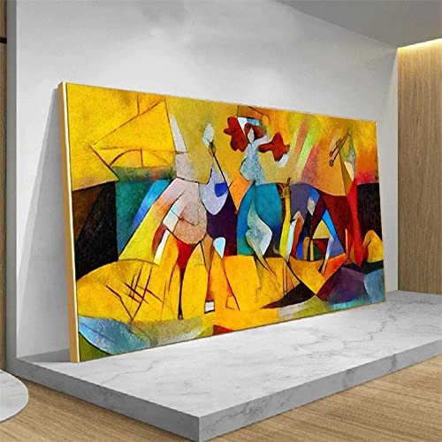 Yayun Art Picasso berühmtes modernes abstraktes XXL-Wandkunstbild mit goldenem Rahmen druckt große Leinwandmalerei für Wohnzimmer 24 x 51 Zoll/60 x 130 cm mit goldenem Rahmen von Yayun Art