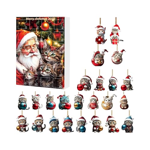 24 Acryl-Katzen-Weihnachtsschmuck – Weihnachts-Countdown-Kalender, Katzen-Weihnachtsbaumschmuck, Lustiges Anhängergeschenk, Süße 2D-Katzen-Hängedekoration, Für Katzenliebhaber, Für Verandas, Büro 24 Acryl-Katzen-Weihnachtsschmuck – Weihnachts-Countdown-Kalender, Katzen-Weihnachtsbaumschmuck, Lustiges Anhängergeschenk, Süße 2D-Katzen-Hängedekoration, Für Katzenliebhaber, Für Verandas, Büro von Yaztauho
