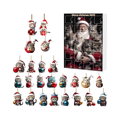 24 Acryl-Katzen-Weihnachtsschmuck – Weihnachts-Countdown-Kalender, Katzen-Weihnachtsbaumschmuck, Lustiges Anhängergeschenk, Süße 2D-Katzen-Hängedekoration, Für Katzenliebhaber, Für Verandas, Büro 24 Acryl-Katzen-Weihnachtsschmuck – Weihnachts-Countdown-Kalender, Katzen-Weihnachtsbaumschmuck, Lustiges Anhängergeschenk, Süße 2D-Katzen-Hängedekoration, Für Katzenliebhaber, Für Verandas, Büro von Yaztauho