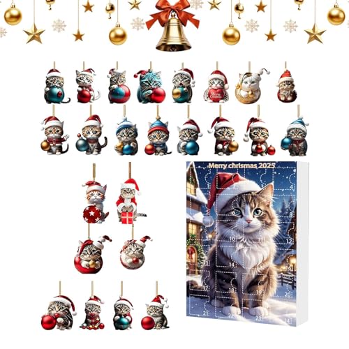 24 Acryl-Katzen-Weihnachtsschmuck – Weihnachts-Countdown-Kalender, Katzen-Weihnachtsbaumschmuck, Lustiges Anhängergeschenk, Süße 2D-Katzen-Hängedekoration, Für Katzenliebhaber, Für Verandas, Büro 24 Acryl-Katzen-Weihnachtsschmuck – Weihnachts-Countdown-Kalender, Katzen-Weihnachtsbaumschmuck, Lustiges Anhängergeschenk, Süße 2D-Katzen-Hängedekoration, Für Katzenliebhaber, Für Verandas, Büro von Yaztauho