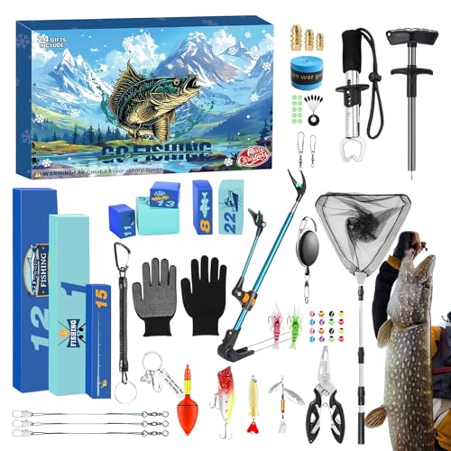 Yaztauho Fishing Kalender 2025 Weihnachtscountdown, 24 Tage Countdown Angelzubehör Set, Festlicher Angelrutenhalter Lip Gripper Hakenbinder Für Papa Männer Teens Vater Ihn Ehemann Yaztauho Fishing Kalender 2025 Weihnachtscountdown, 24 Tage Countdown Angelzubehör Set, Festlicher Angelrutenhalter Lip Gripper Hakenbinder Für Papa Männer Teens Vater Ihn Ehemann von Yaztauho