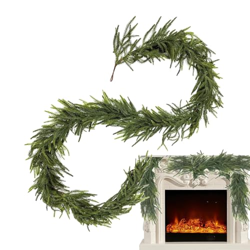 Yaztauho Girlande Realistisch Real Touch | Künstliche Pinien Zypressen Ranken - Deko Girlande Für Kamin Kaminsims Landhaus Haus Dekoration von Yaztauho