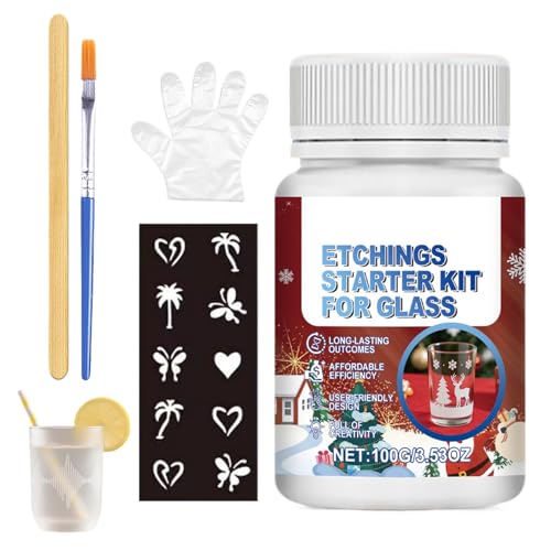 Yaztauho Glasätzen -Kit, Kunst Ätzen -Kit Für Glas, Langlebige Bastelmaterialien Für Künstler Anfänger Studenten Party Hochzeit Feiertag Zuhause Klassenzimmer Dekoration Spiegel von Yaztauho