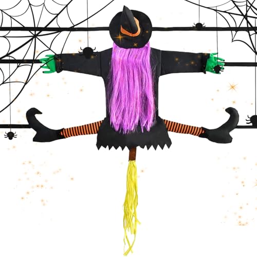 Yaztauho Halloween Dekoration Hexe | Stürzende Hexe Deko Für Draußen - Dekorationsobjekt 100 cm Spaßiges Festliches Schmuckelement für die Dekoration von Garten Baum Vordere Hof und Haustür von Yaztauho