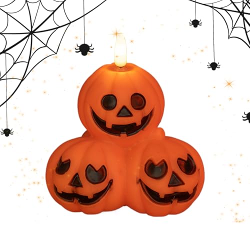 Yaztauho Halloween Kürbis - Halloween Kürbis LED Nachtlicht - Flammenlose Ambiente-Beleuchtung Gruselige Deko Für Draußen Schlafzimmer Büro Tisch Garten Terrasse Kamin - Für Kamin Schreibtisch von Yaztauho