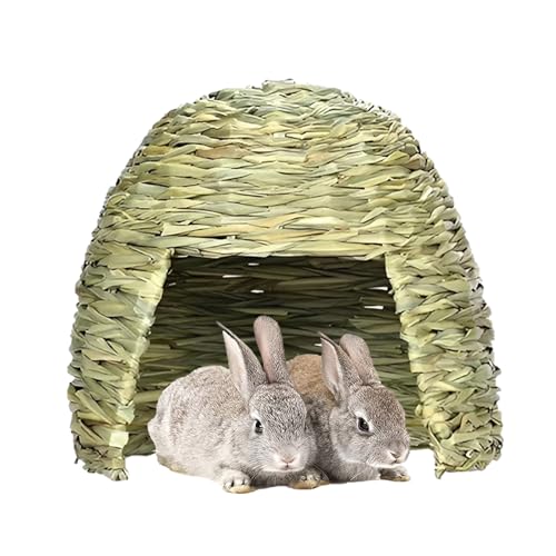Yaztauho Handgewebtes Grasbett, Nisthaus Für Meerschweinchen, Kaninchengrashaus, Natürlich Getrocknetes Gras Heuhaus, 30 x 29 cm von Yaztauho