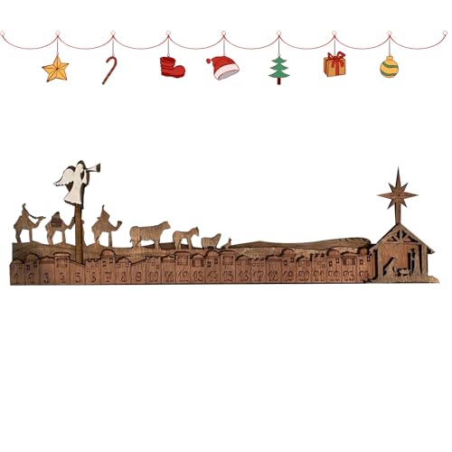 Yaztauho Kinder Adventskalender,Holz Adventskalender Für Weihnachten - Detaillierte Handwerklichkeit Holzdeko Für Bücherregal Kinder Mädchen,Für Bücherregal Fensterbank Kaminsims Schreibtisch von Yaztauho