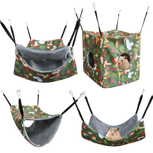 Yaztauho Kleintier Hängematte Bett, Gemütlicher Eichhörnchen Hängematten Liegeplatz, Käfigzubehör Rutschfester Schlafplatz Für Hamster Eichhörnchen Und Chinchillas von Yaztauho