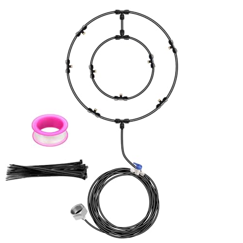 Yaztauho Outdoor Misters Fan Misting Kit, Outdoor-Zerstäuber-Kit, Wassernebel-Spray zur Kühlung im Freien, Ventilator-Nebelset mit 6 abnehmbaren Düsen zur Kühlung des Terrassengartens von Yaztauho