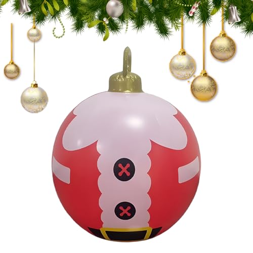 Yaztauho Riesige Aufblasbare Weihnachtsbälle | 60 cm Große Outdoor Weihnachtsanhänger,Aufhängbare Weihnachtsdekoration,Für Dachvorsprünge Geländer Zweige Rasen Wohnzimmer Schlafzimmer Arbeitszimmer von Yaztauho