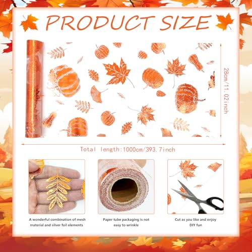 Herbst Tischdecke,28 x 100 cm Tischläufer Herbst mit Orange Kürbis und Ahornblätter Motiv,Transparentem Netzgewebe Herbstliche Thanksgiving Tischläufer für Herbst Tisch Innenbereich Partydeko Herbst Tischdecke,28 x 100 cm Tischläufer Herbst mit Orange Kürbis und Ahornblätter Motiv,Transparentem Netzgewebe Herbstliche Thanksgiving Tischläufer für Herbst Tisch Innenbereich Partydeko von Ycaaeo