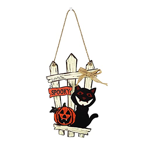 Ycagrain Halloween Kranz Tür hängende Dekoration Holzgirlande Ornamente für Zuhause Schild D von Ycagrain