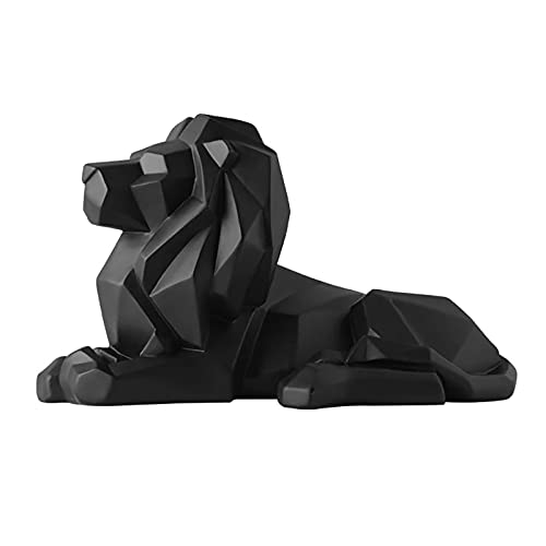 Ycagrain Nordische geometrische Löwenstatue, Kunstharz, Kunsthandwerk, Tiere, Löwe, Kunst, Skulptur, Heimdekoration, Zubehör, Schwarz, 1 Stück von Ycagrain