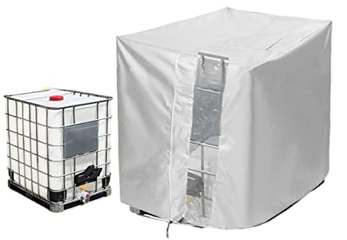 IBC Tank Abdeckung 800L/1000 L/1200L Wassertank Abdeckung Mit Lochauschnitt, 210DExtra Dick, UV-Folie Schutzhülle Schutzplane Schutzhaube Cover, Warm Halten Und Frostschutz 800L120*80*100cm silbrig von Ycchoo