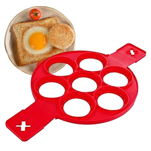 YceLon 1 Stück Silikon Pancake Form, 7-Loch Pfannkuchenform, Mini Pancake Maker für Eier und Pfannkuchen, Ideal für schnelles Frühstück und kreative Snacks von YceLon