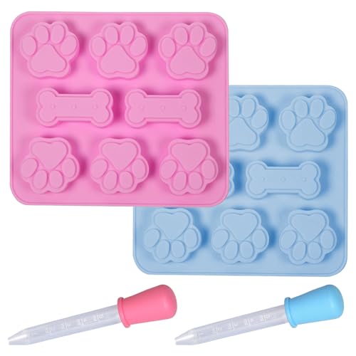 YceLon 2 Stück Backmatte Hundekekse, Hundeeis Form & Backmatte Hund, Wiederverwendbare Silikonformen für Leckerlies, Süßigkeiten, Gelee von YceLon