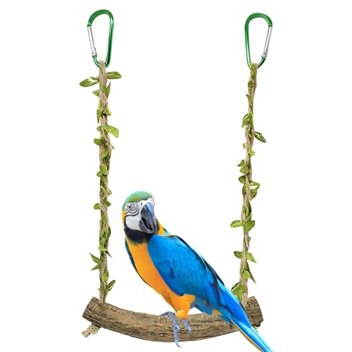 1 Stück Wellensittich Schaukel, Vogelspielzeug für Wellensittiche, Natürliche Sitzstange für Vogelkäfige, Aktivitätsspielzeug für Kleine und Mittelgroße Vögel von YceLon