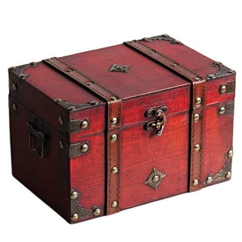 Holz und Leder Schatztruhe Box Hexenkiste Vintage Stamm Dekorative Aufbewahrung Truhe Box mit Schloss Handgefertigte Dekoboxen mit Deckel Stapelbare Aufbewahrungskisten Große Schatztruhe Holzkiste von Ychostamp